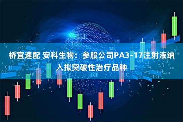 桥宜速配 安科生物：参股公司PA3-17注射液纳入拟突破性治疗品种