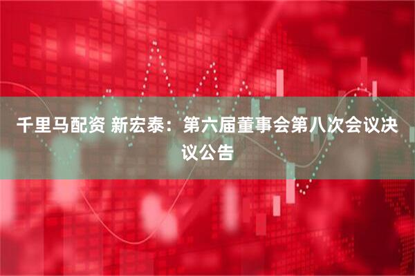 千里马配资 新宏泰：第六届董事会第八次会议决议公告
