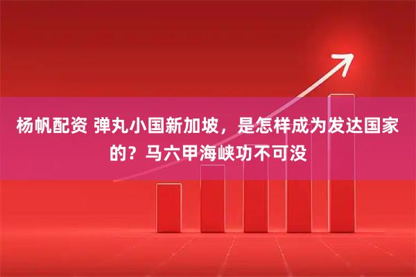 杨帆配资 弹丸小国新加坡,是怎样成为发达国家的?马六甲海峡功不可没