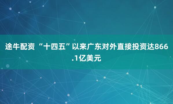 途牛配资 “十四五”以来广东对外直接投资达866.1亿美元