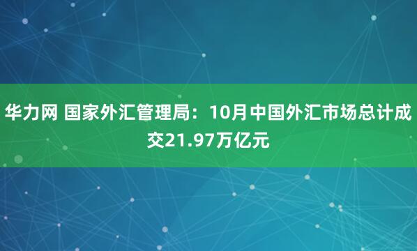 华力网 国家外汇管理局:10月中国外汇市场总计成交21.97万亿元
